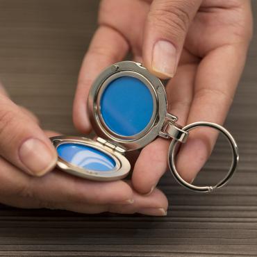 Chaveiro metal redondo porta foto