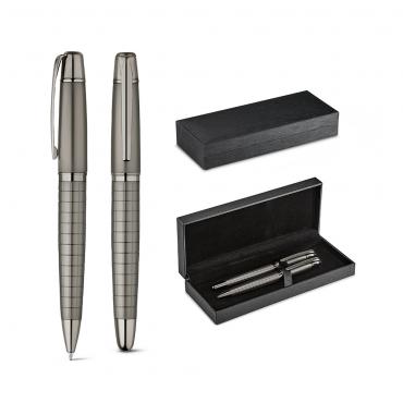 Conjunto de roller e esferográfica. Metal Esferográfica