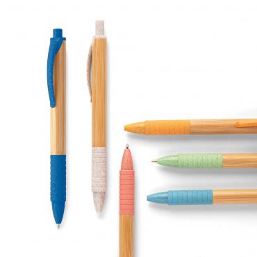 Esferográfica. Bambu. 1-5 km de escrita. Elementos em fibra de trigo 