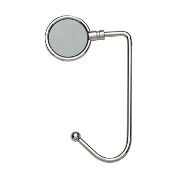 Porta bolsa metal redondo com o centro grafite espelhado.